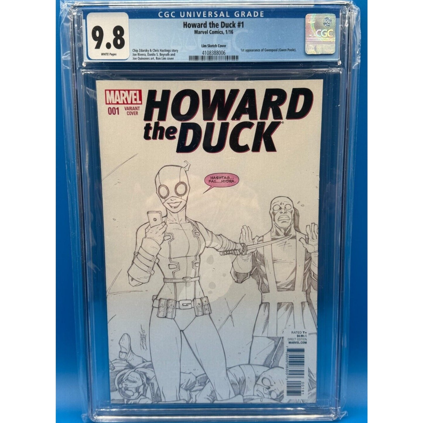 Howard the Duck #1 CGC 9.8 1st Gwenpool – Ron Lim 2nd Print Sketch Cover 1:25