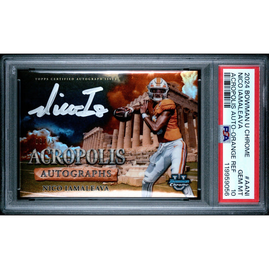 2024 BOWMAN CHROME ACROPOLIS NICO IAMALEAVA AUTO ORANGE REFRACTOR /25 PSA 10