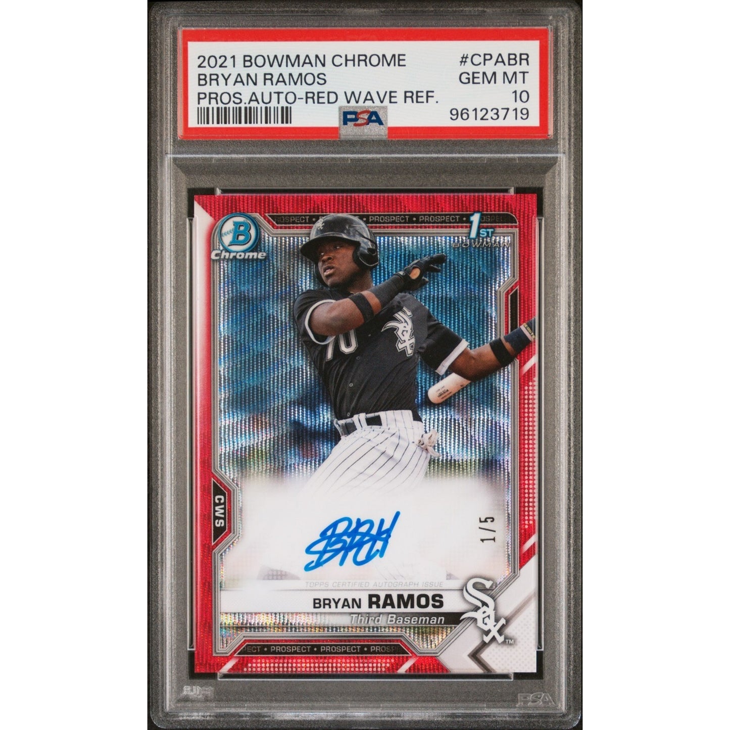 2021 Bowman Chrome 1st - Bryan Ramos #CPA-BR Red Wave /5 PSA 10 (AU,RC)