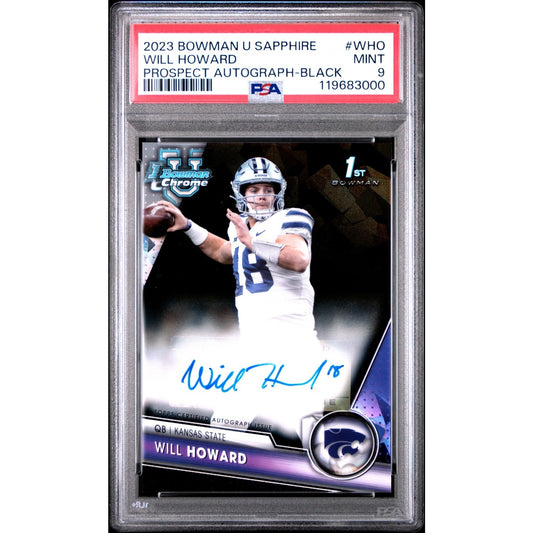 2023 Bowman U Chrome Sapphire AUTO #4/10 Will Howard Steelers Rookie PSA 9